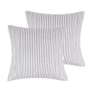LEVTEX NWT 2pc Tobago stripe charcoal euro sham set